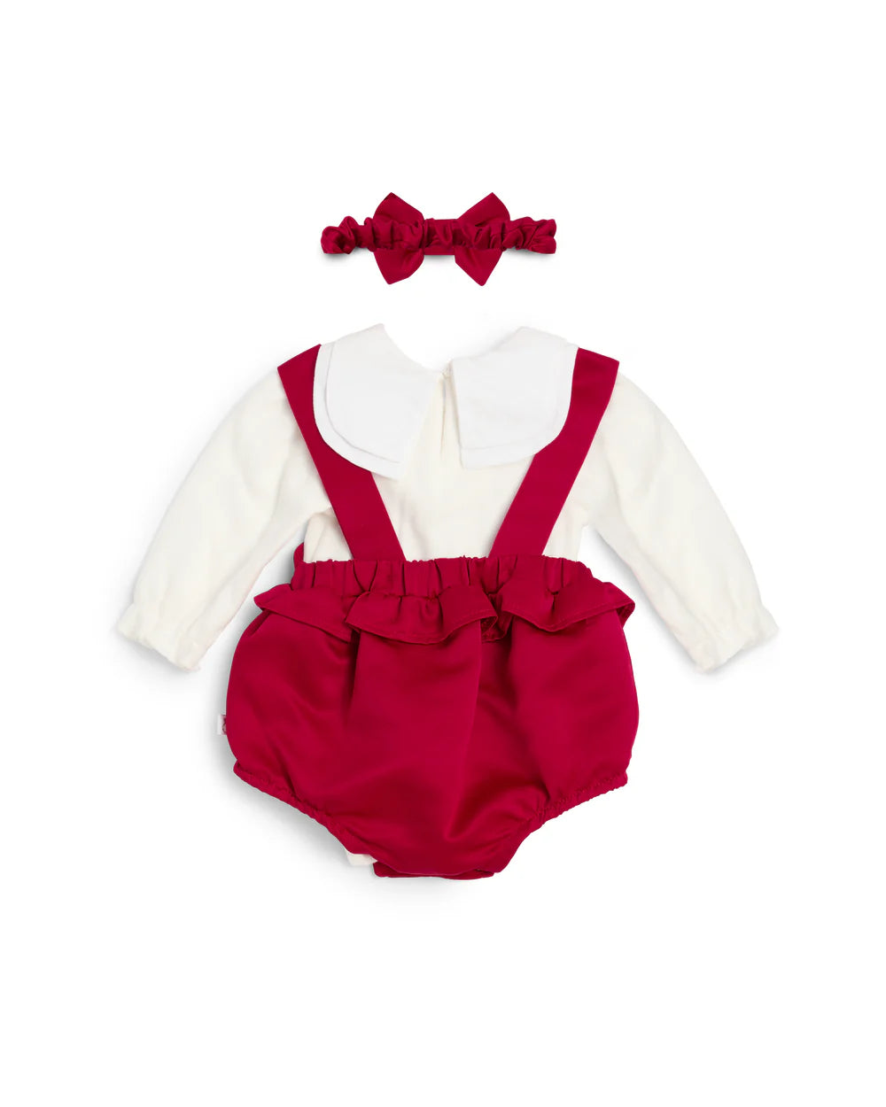 Caramelo Baby Girl's Red Bib Short Baby Set with Bow Detail