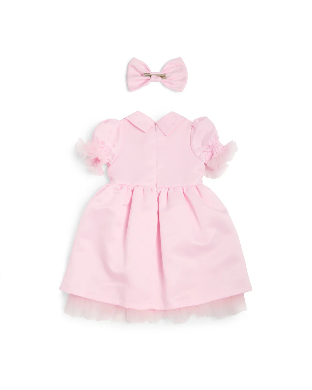 Caramelo Girl's Pink Puff Sleeve Bow Party Dress