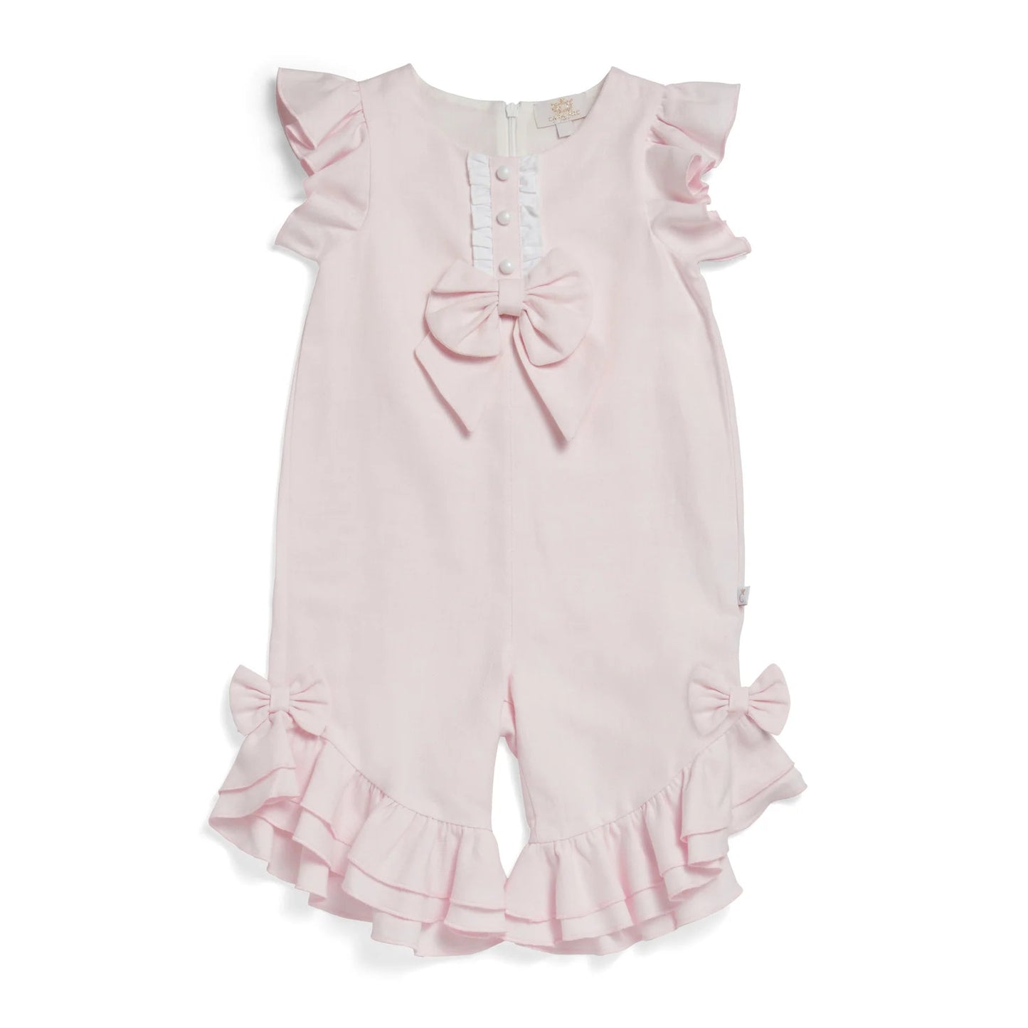 Caramelo Girl's Pink Summer Fete Ruffle Bow Playsuit
