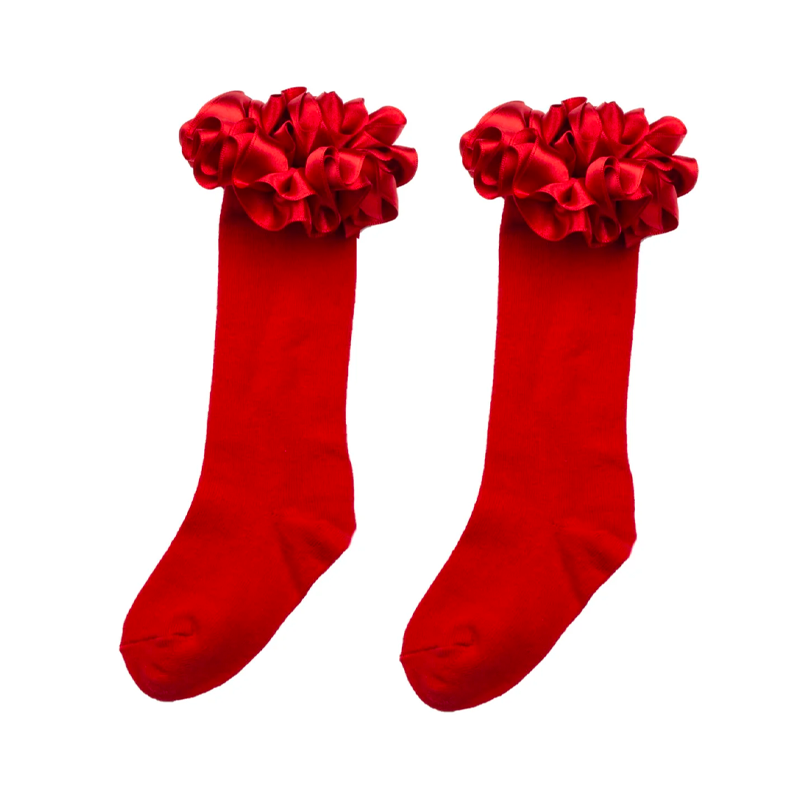 Caramelo Girl's Red Ruffle Socks