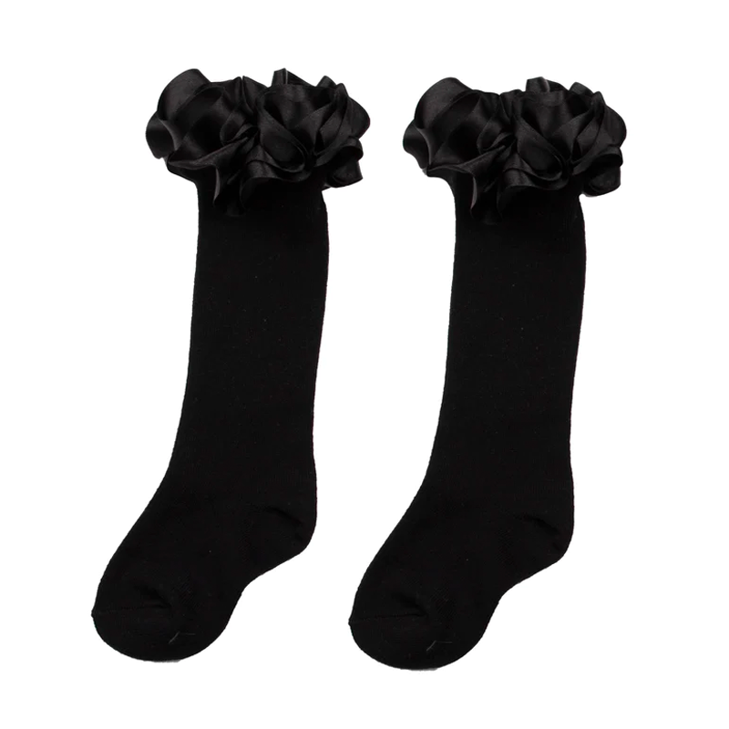Caramelo Girl's Black Ruffle Socks