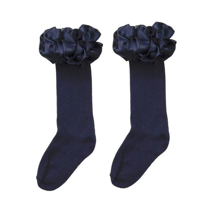 Caramelo Girl's Navy Ruffle Socks