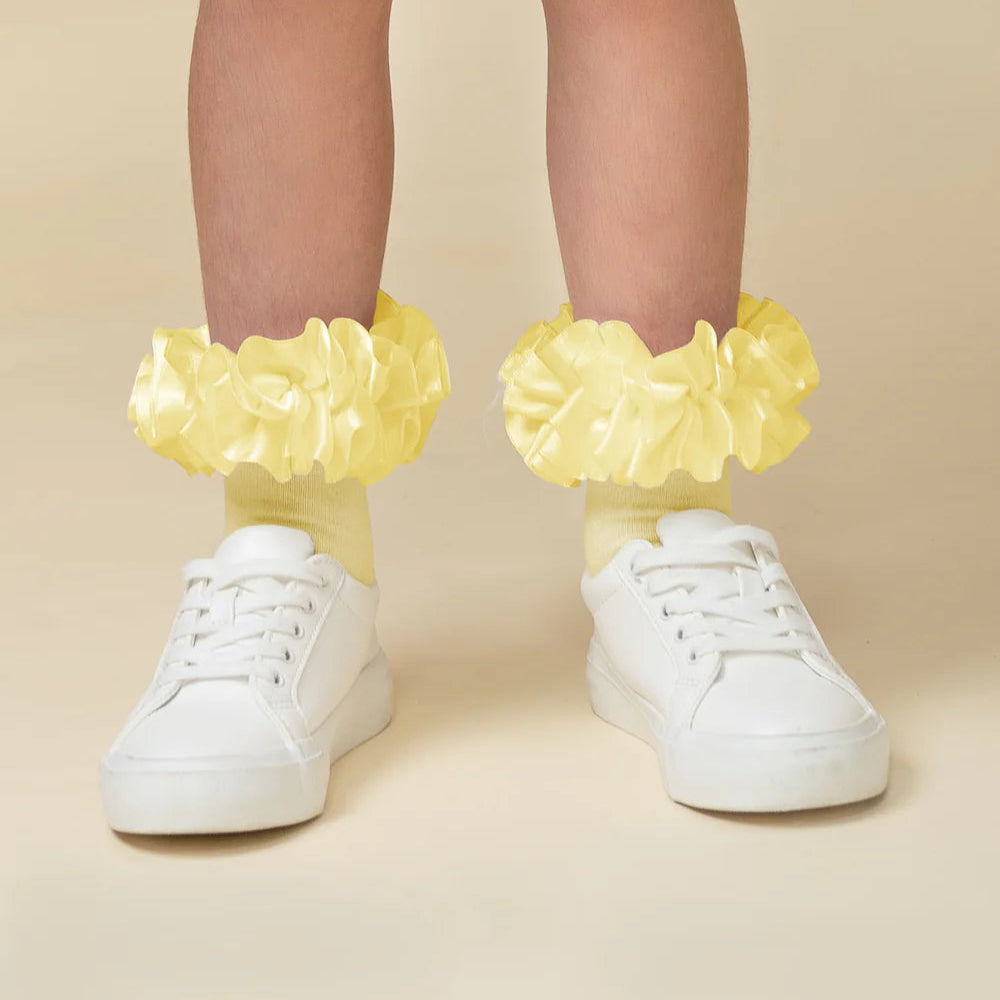 Caramelo Girl's Lemon Ribbon Ankle Socks
