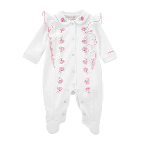 Monnalisa Baby Girl's White Collared Romper