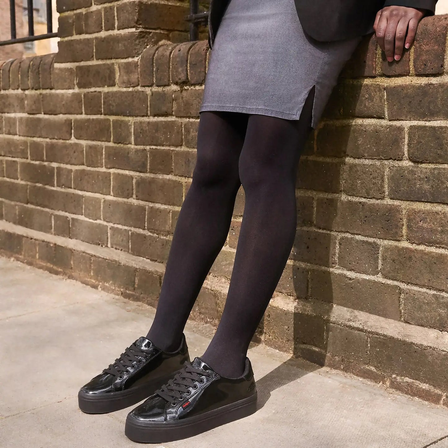 Kickers Youth Women's Black Patent Tovni Stack School Shoes