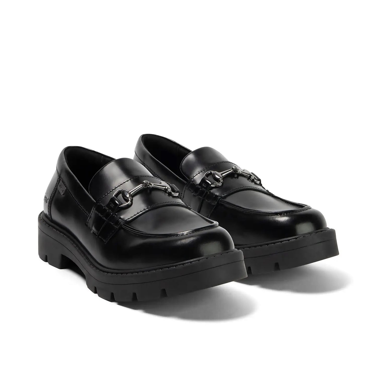 Kickers Adult Women's Black Leather Kori Charm Loafer School Shoes