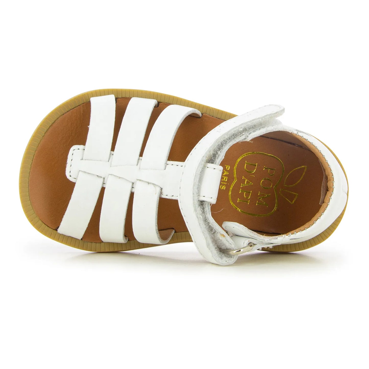 Pom D Api Baby Girl's White Poppy Strap Sandals