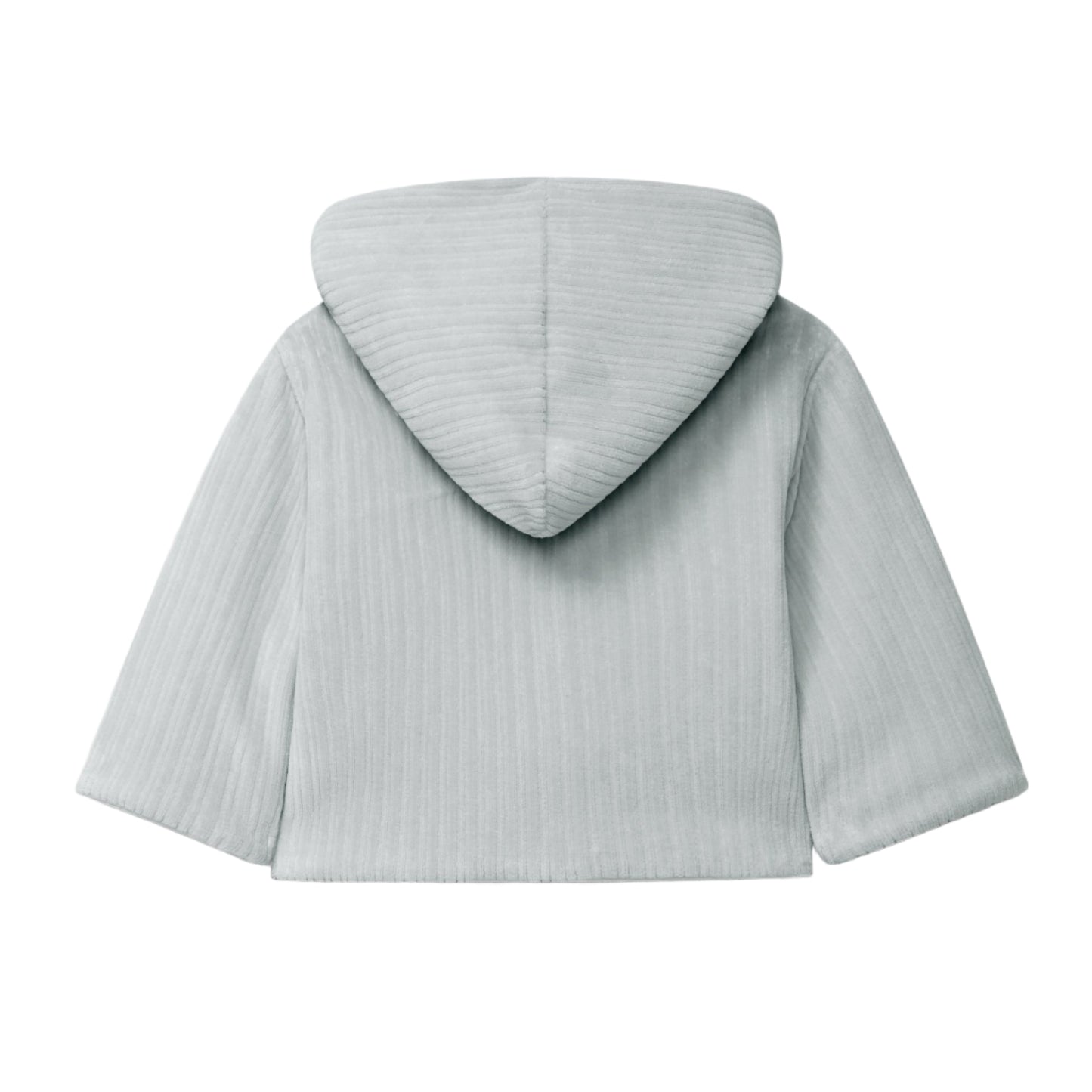 Laranjinha Baby Boy's Grey Blue Ribbed Velvet Hooded Jacket