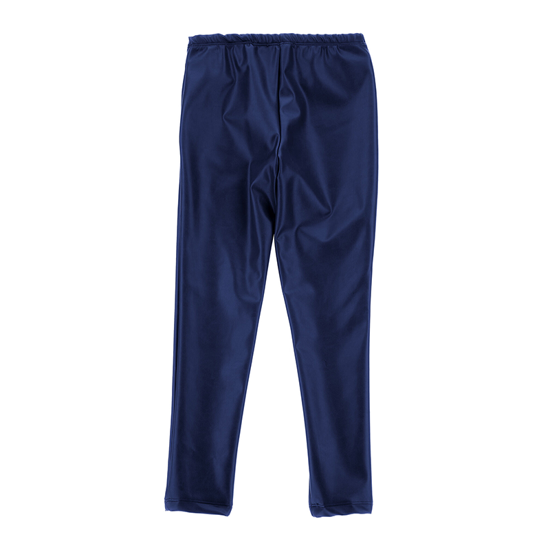 Monnalisa Girl's Navy Blue Coated Fabric Stretch Leggings