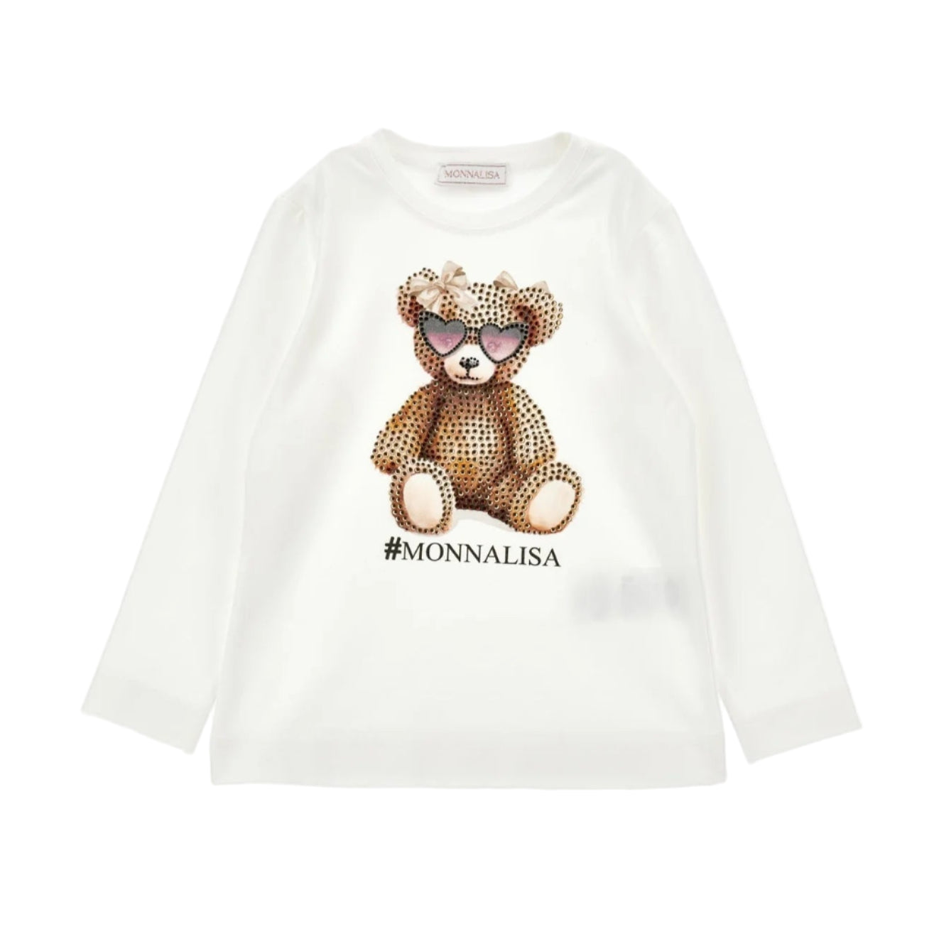 Monnalisa Girl's Panna Cotton Cat Sweatshirt