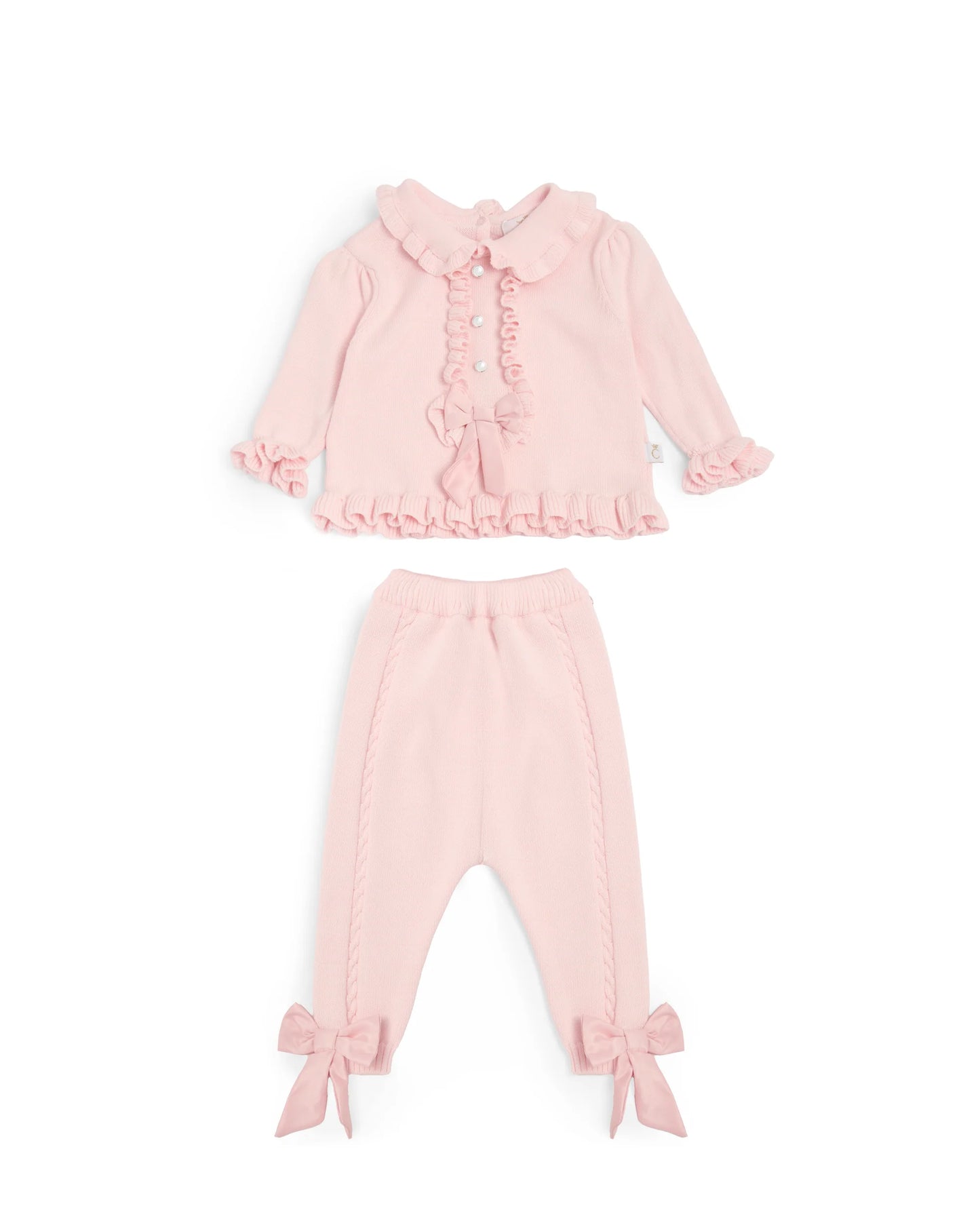 Caramelo Girl's Pink Knitted Two-Piece Set