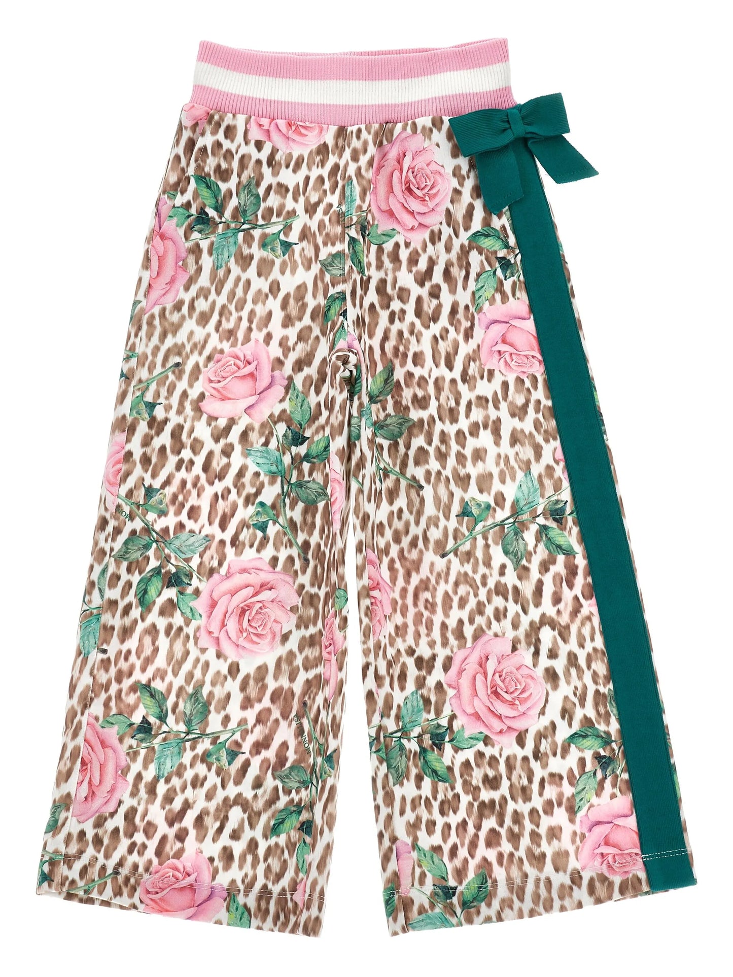 Monnalisa Girl's Leopard Print Wide-Leg Trousers