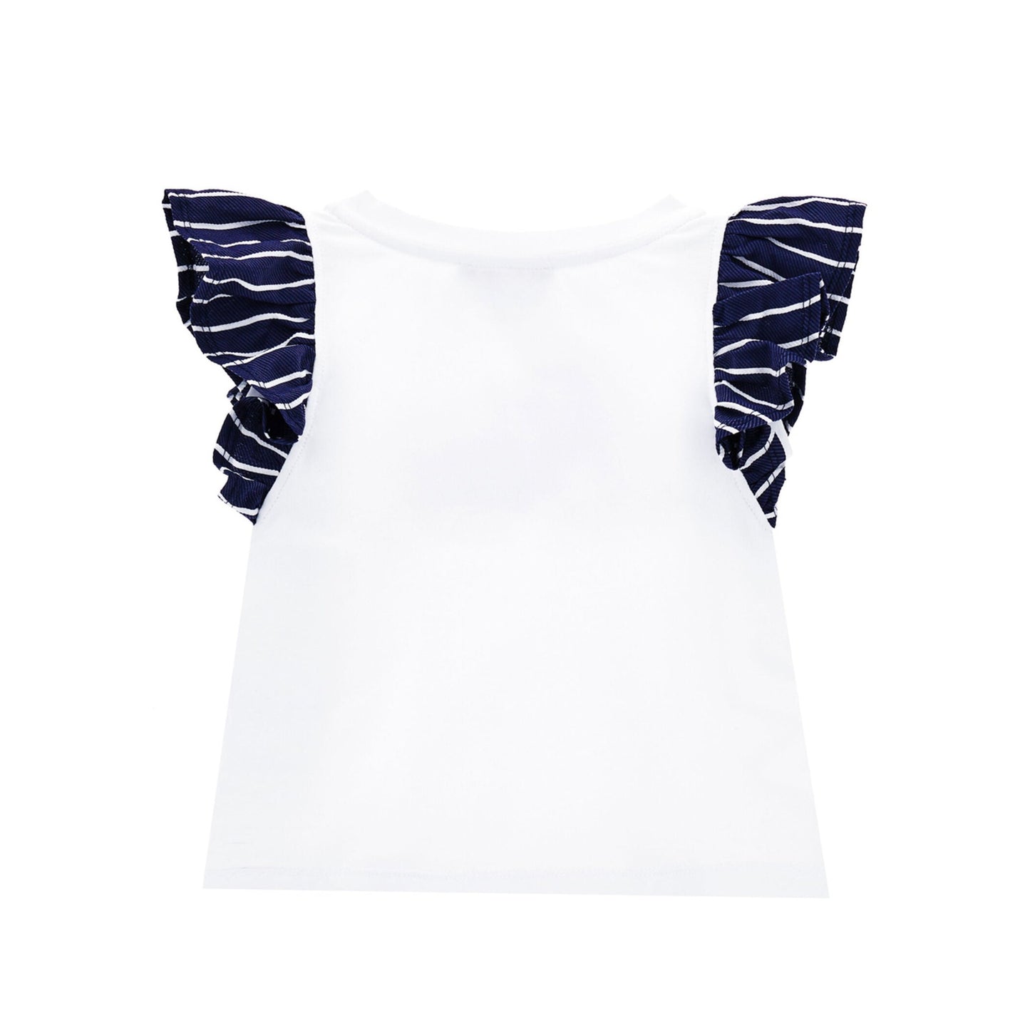 Monnalisa Girl's White Sailor Stripe Sleeves T-Shirt
