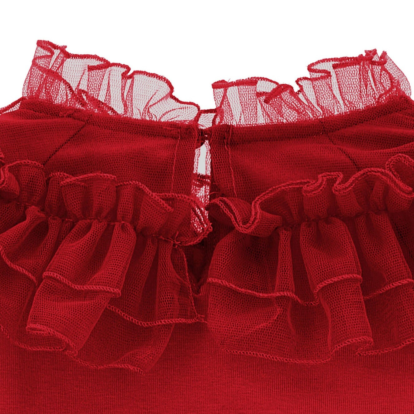 Monnalisa Girl's Red Tulle Collar T-Shirt