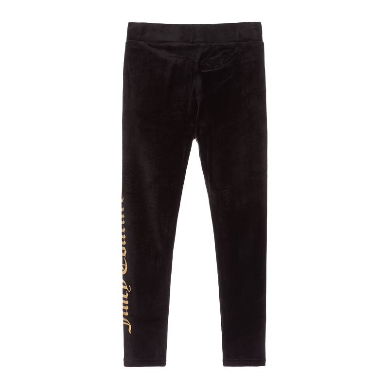 Juicy Couture Girl's Black Velour Logo Leggings