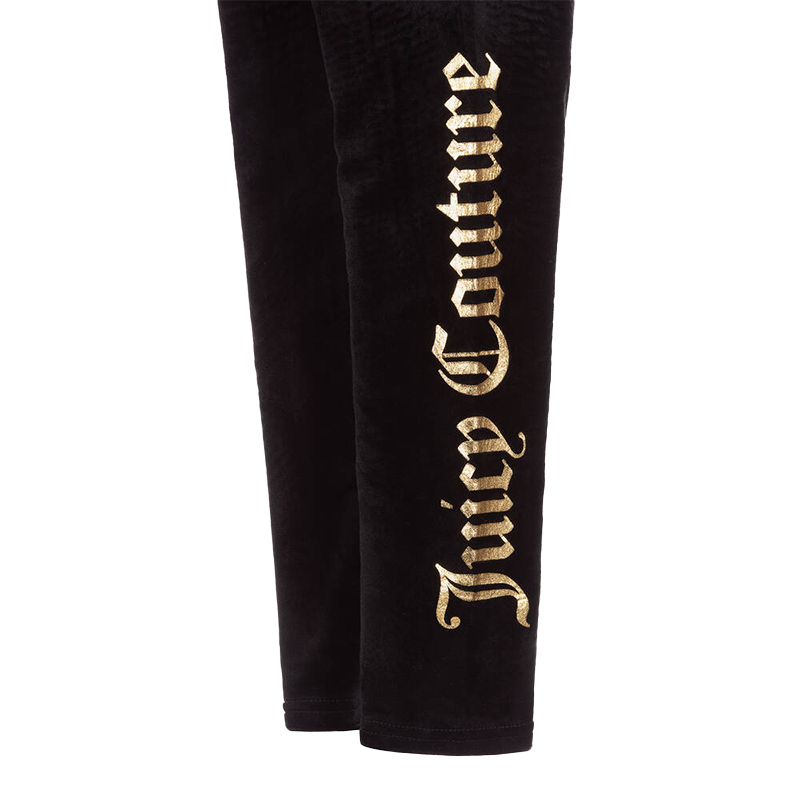 Juicy Couture Girl's Black Velour Logo Leggings