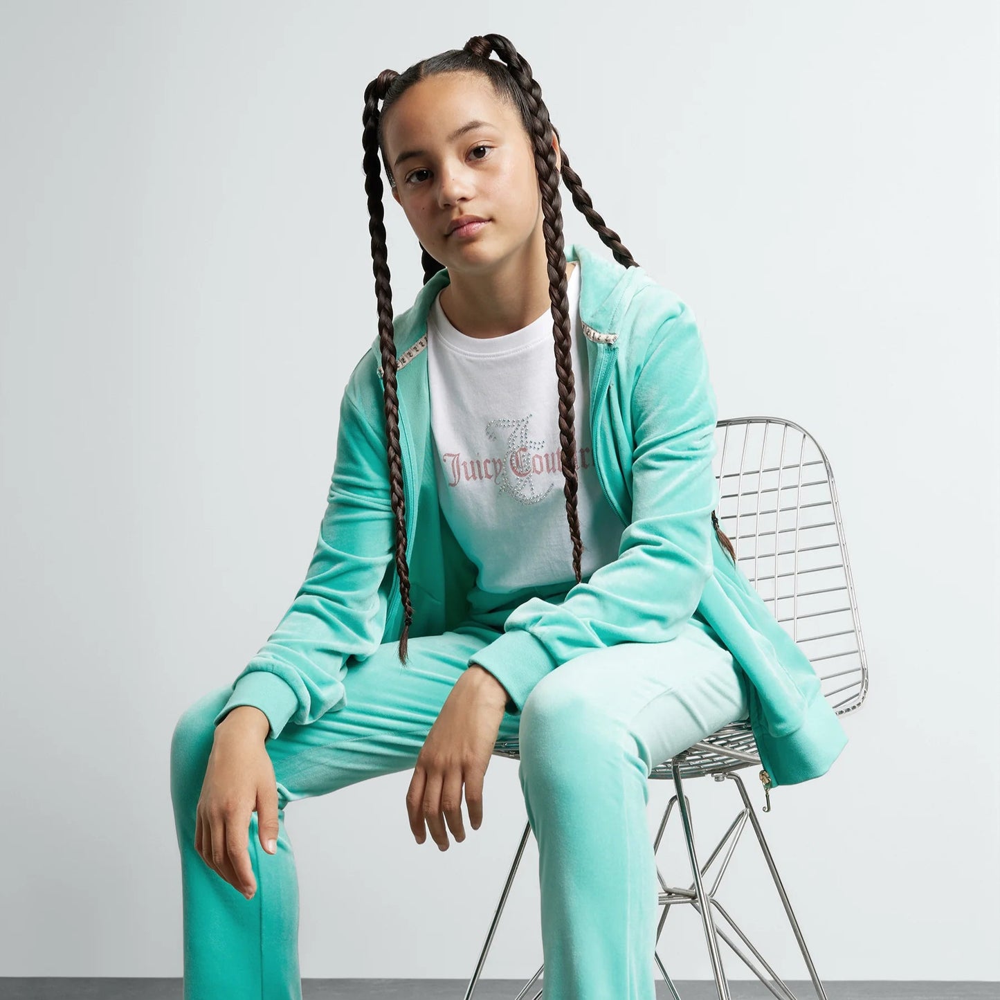 Juicy Couture Girl's Angel Blue Diamanté Hoodie & Jogger Set