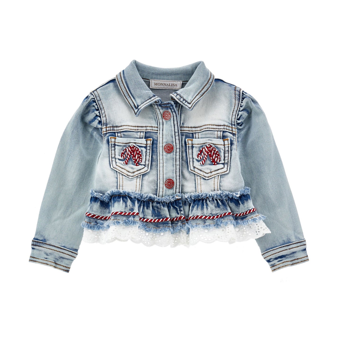Monnalisa Baby Girl's Denim Embroidered & Lace Jacket