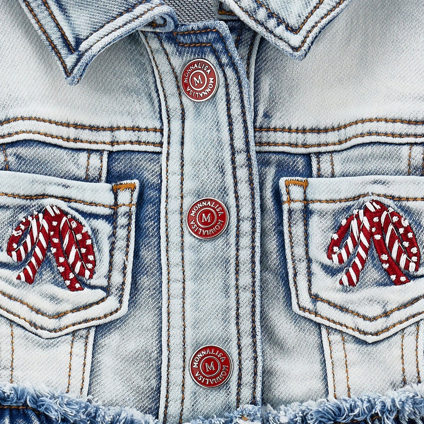 Monnalisa Baby Girl's Denim Embroidered & Lace Jacket