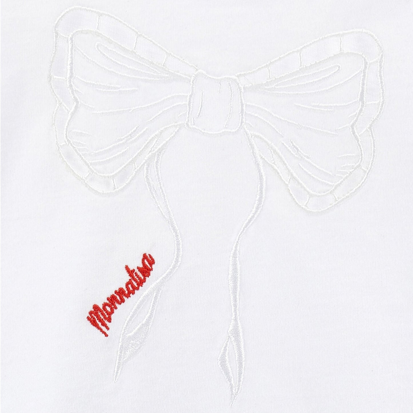 Monnalisa Girl's White Lace Bow T-Shirt