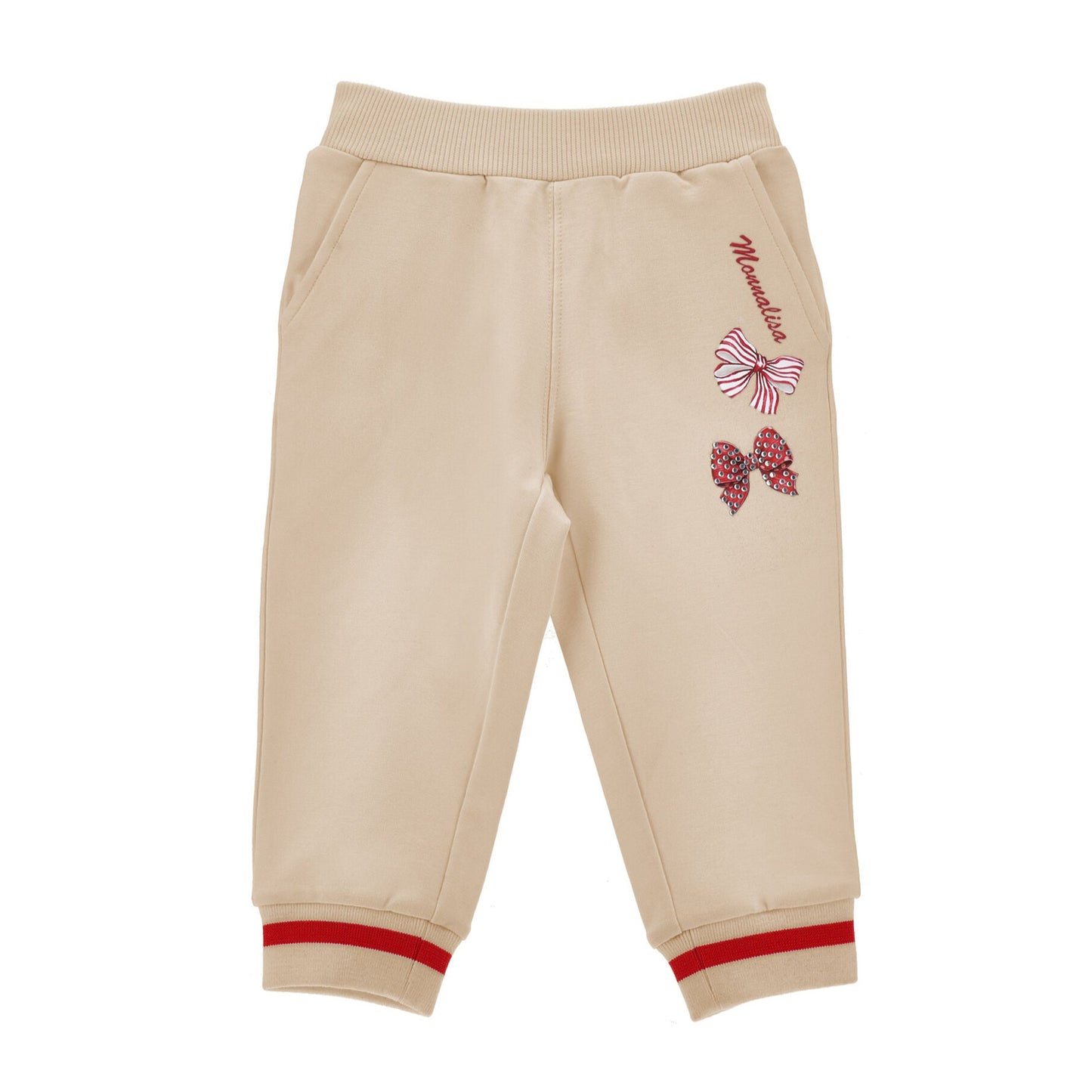 Monnalisa Baby Girl's Ecru Rhinestone Joggers
