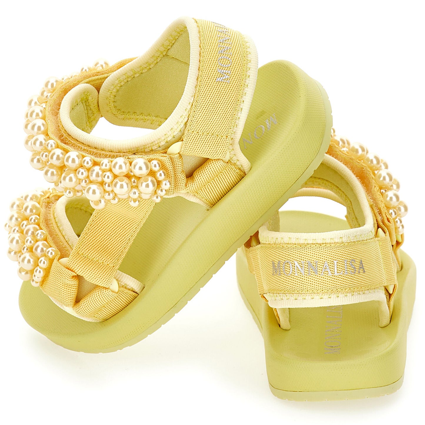 Monnalisa Girl's Yellow Pearl Sandals