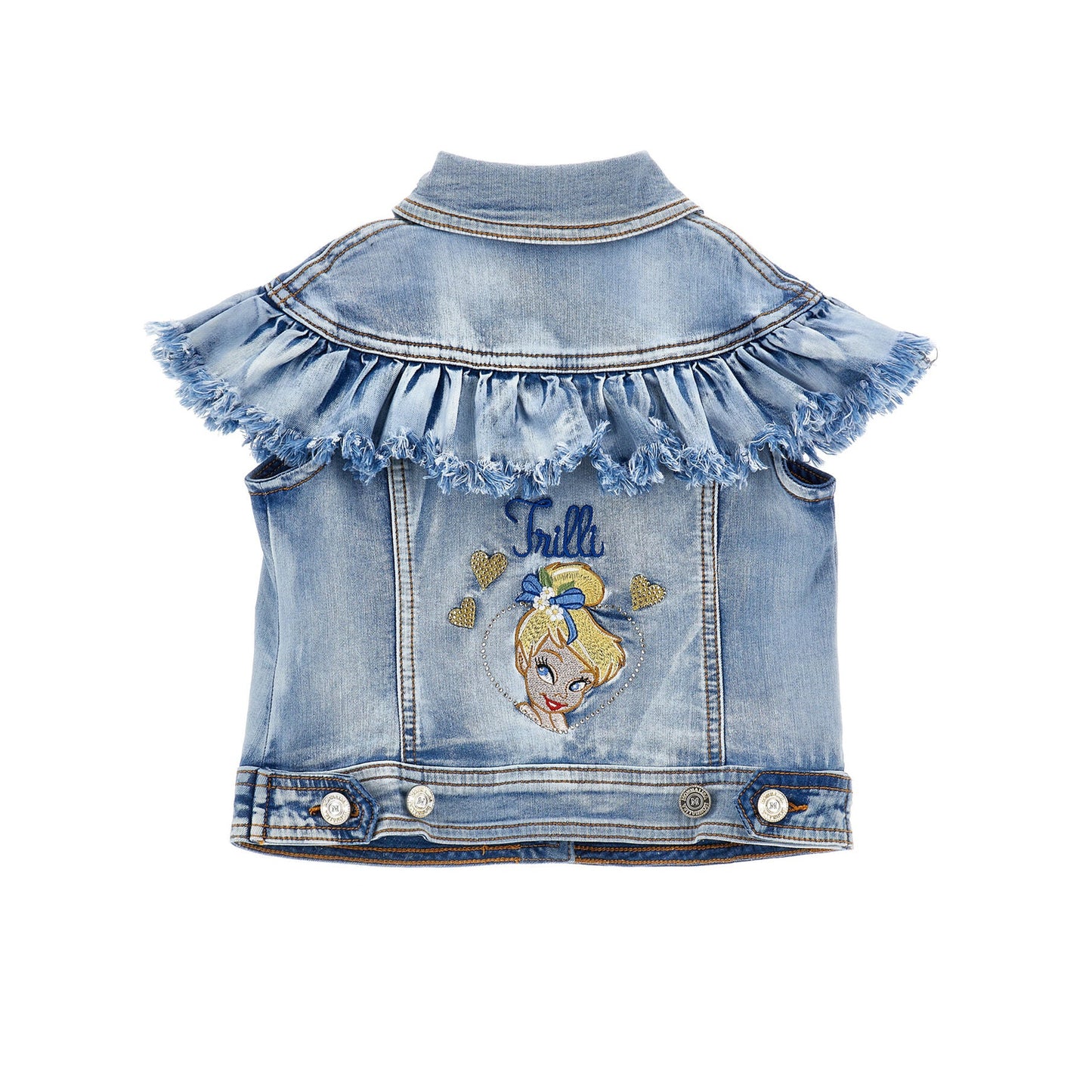 Monalisa Girl's Tinkerbell Denim Sleeveless Jacket