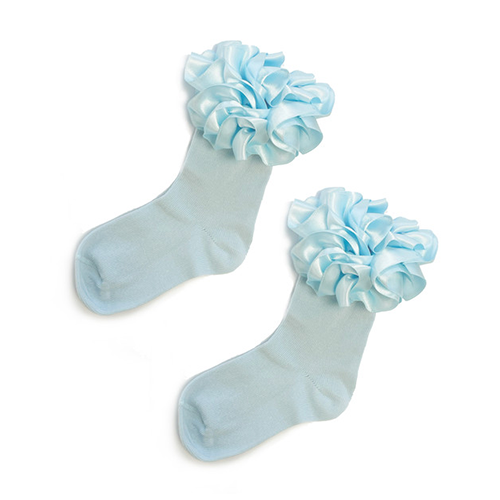 Caramelo Girl's Sky Blue Ribbon Ankle Socks