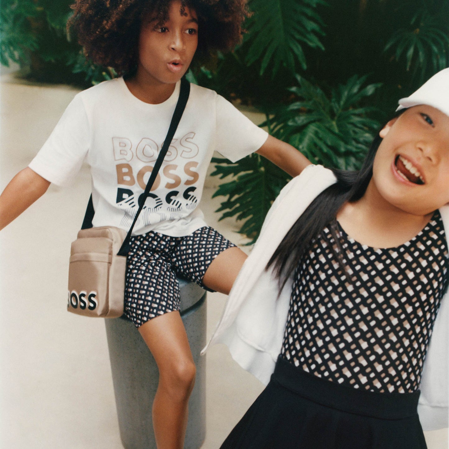 Hugo Boss Boy's Stone Logo Fabric Shoulder Bag