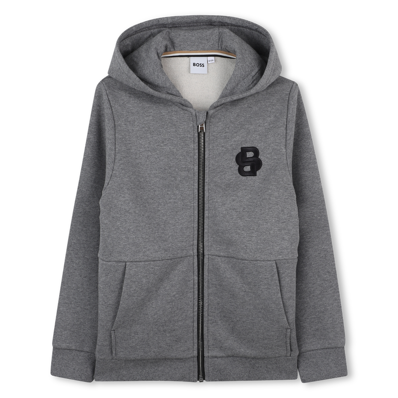 Hugo Boss Boy's Heather Grey Hooded Cardigan