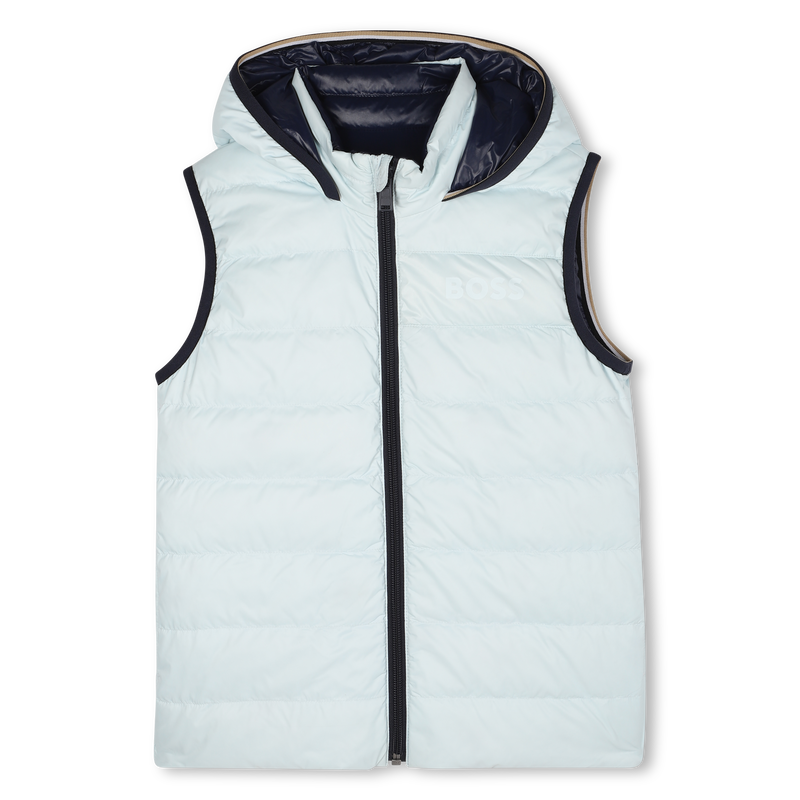 Hugo Boss Boy's Blue/Navy Flann-Effect Hooded Puffer