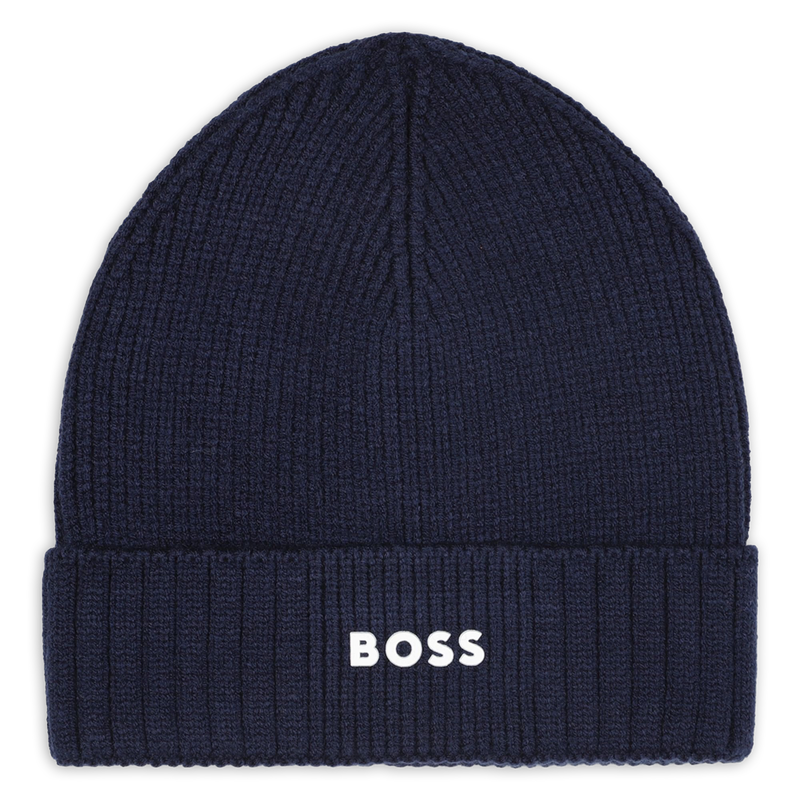 Hugo Boss Boy's Navy Knitted Logo Beanie