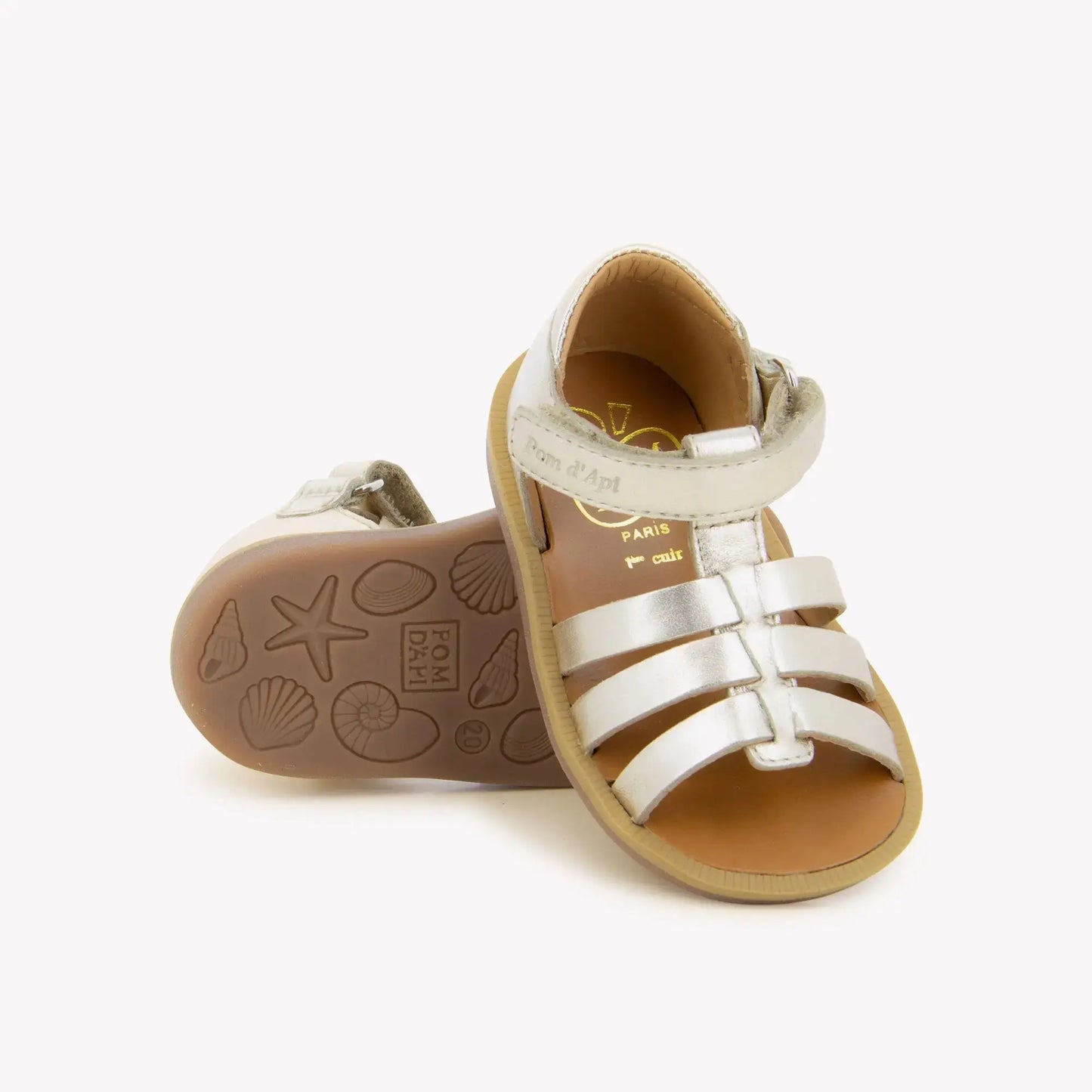 Pom D Api Girl's Platinum Poppy Strap Sandals
