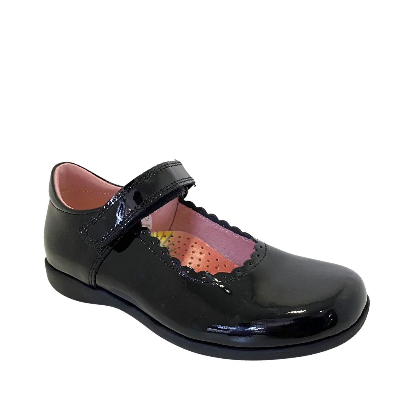 Petasil Girl's Black Leather Blanche Patent School Shoes