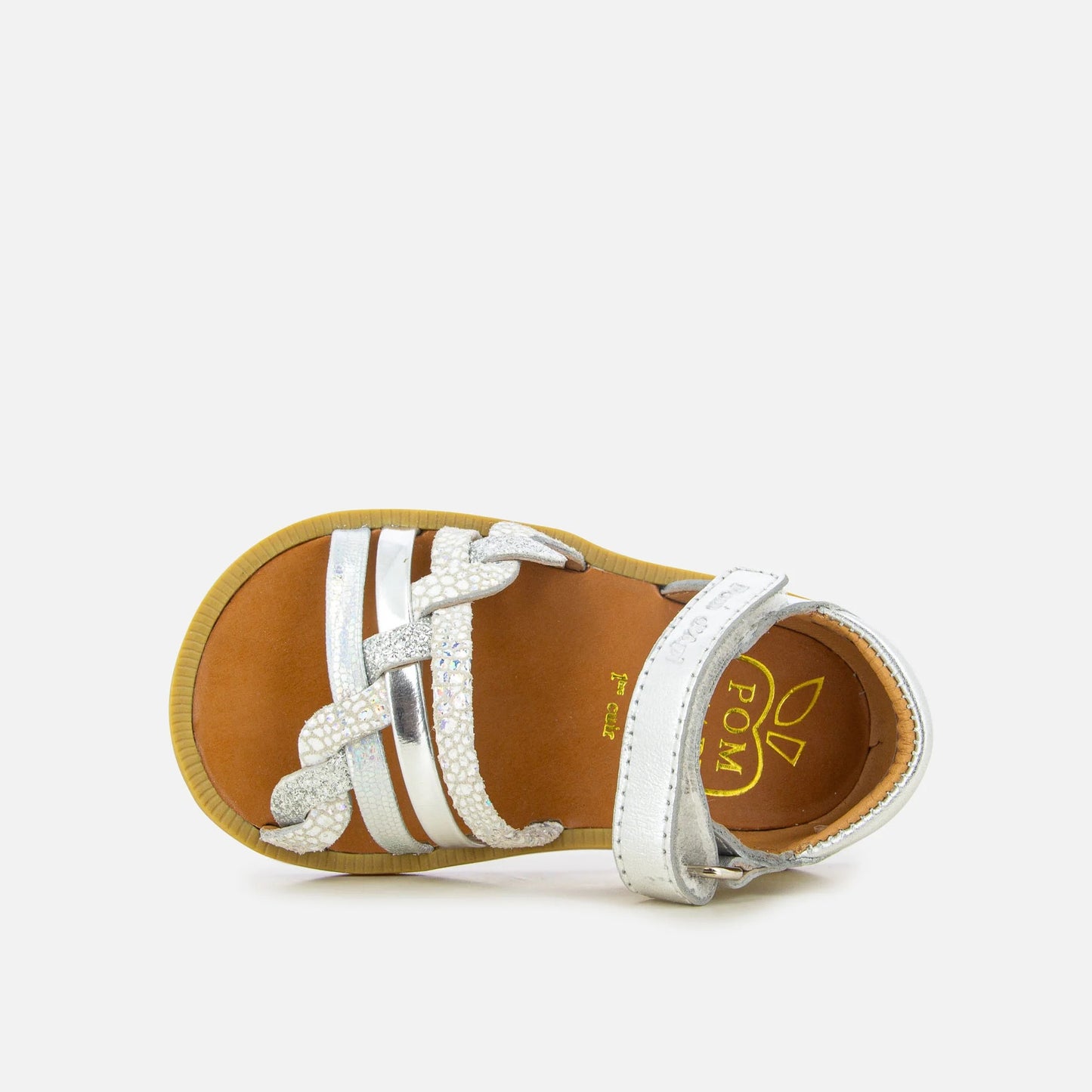 Pom D Api Girl's Silver Poppy Braid Sandals