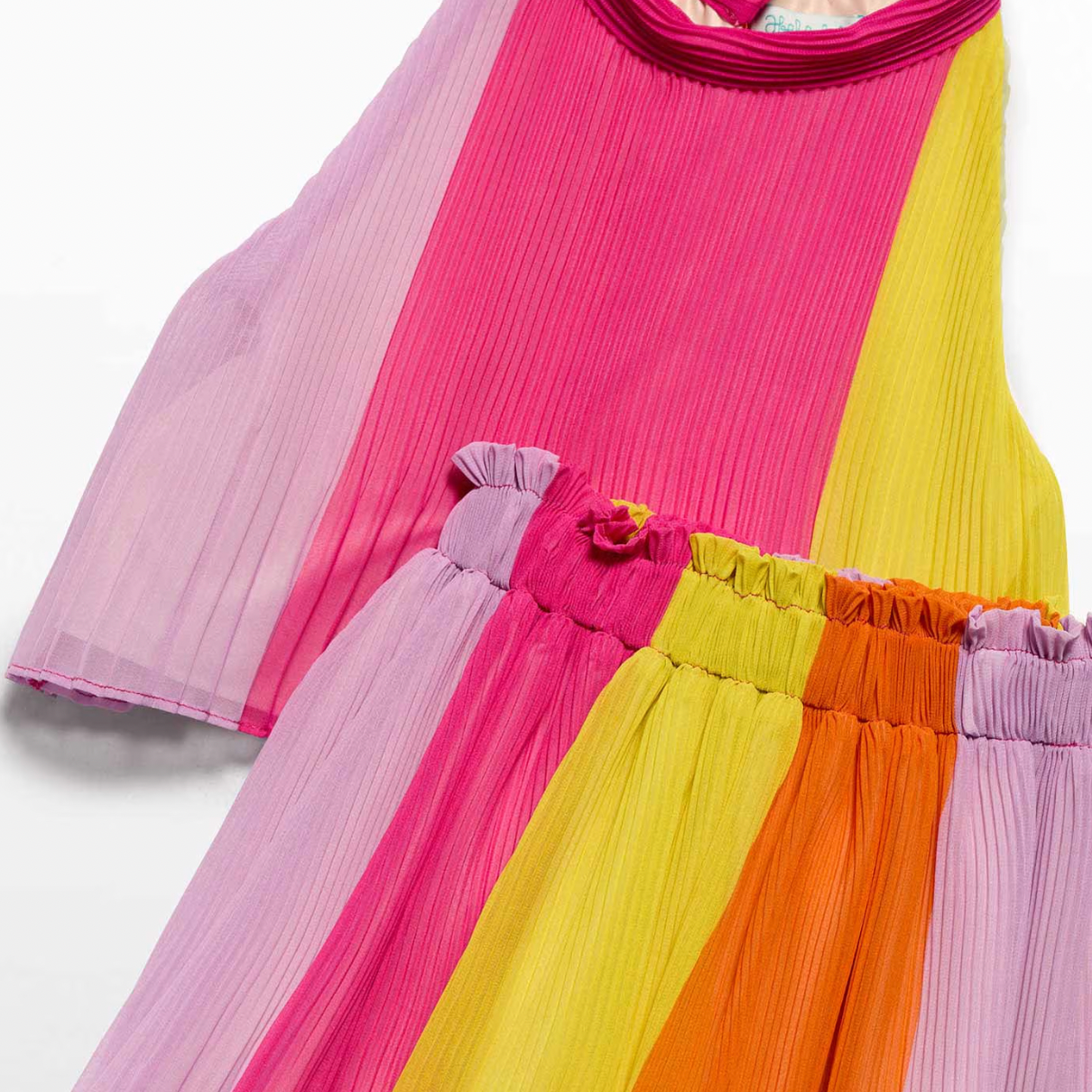 Abel&Lula Girl's Fuchsia Striped Pleated Set