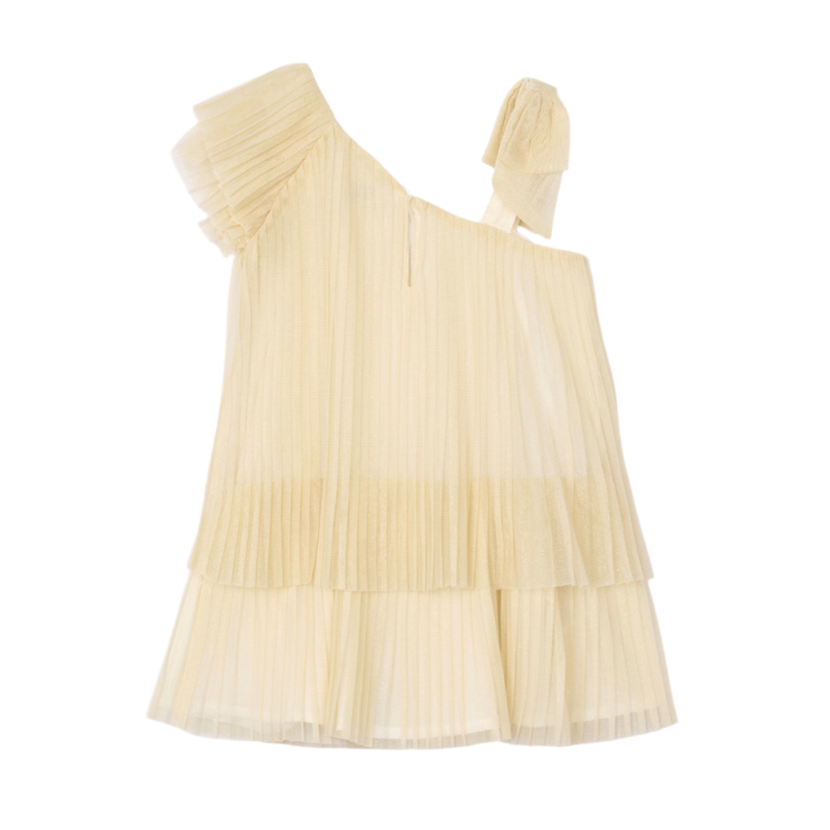 Mayoral Girl's Champagne Asymmetric Pleated Dress
