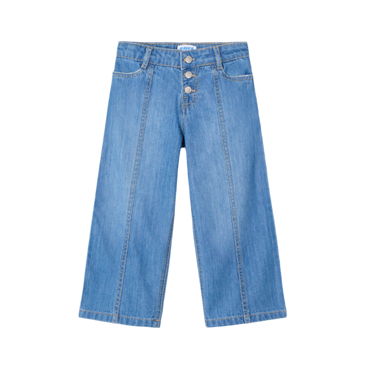 Mayoral Girl's Wide Fit Medium Denim Jeans