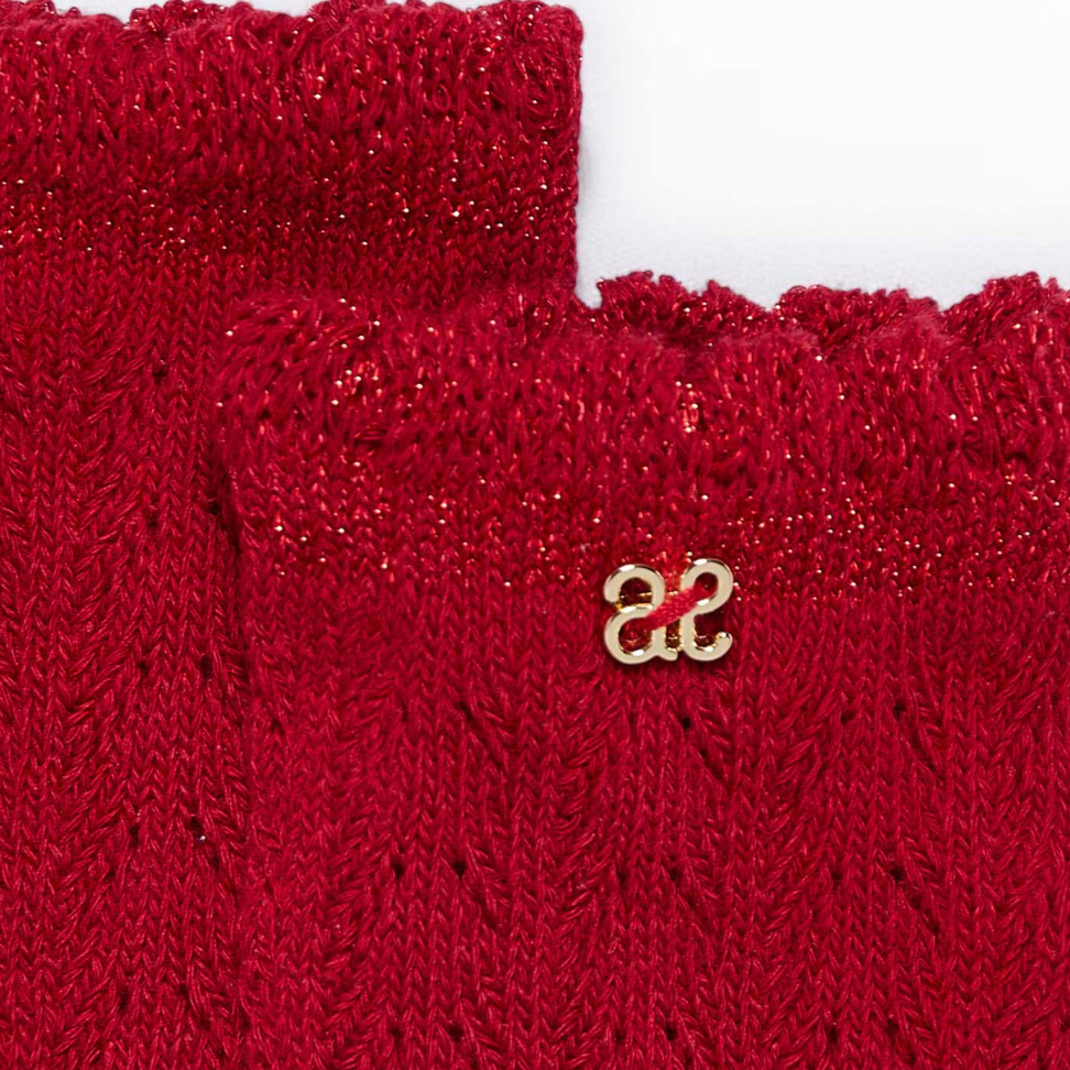 Abel&Lula Girl's Red High Open Knit Socks
