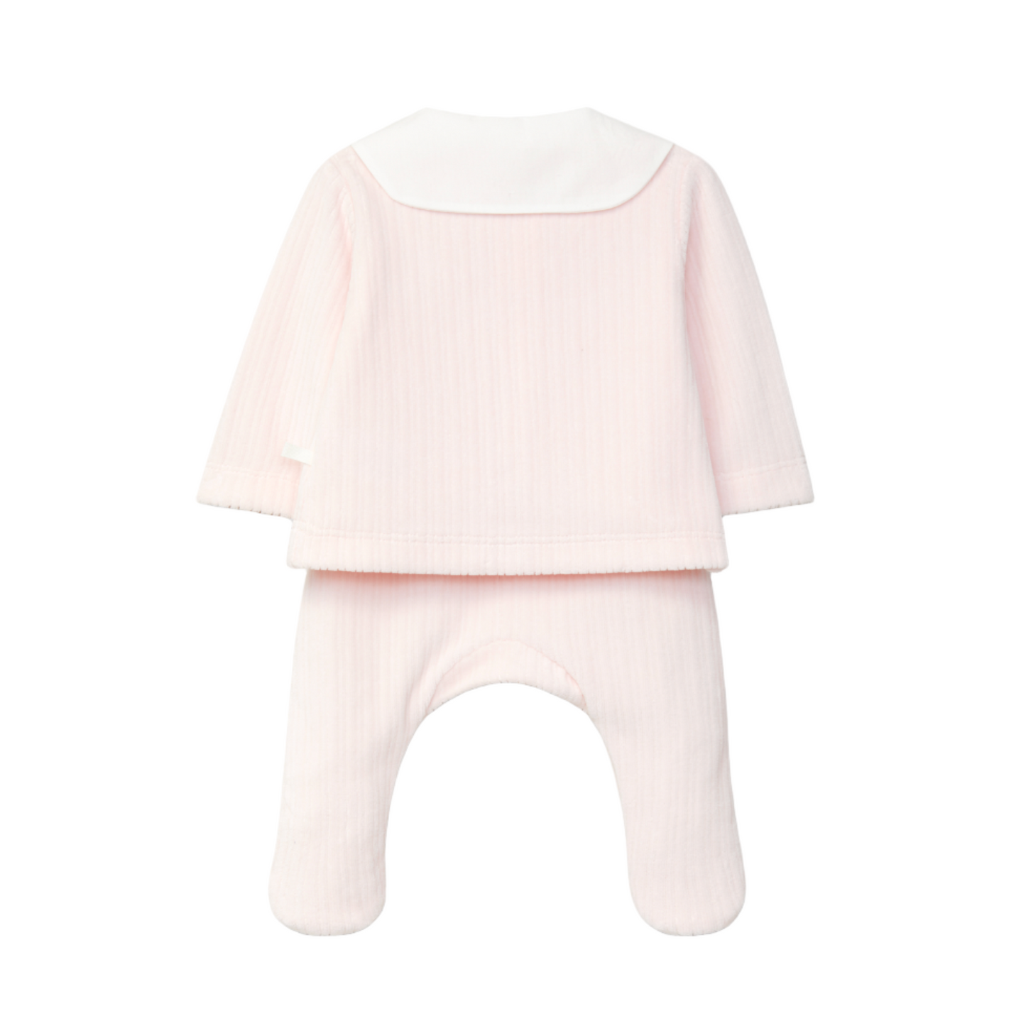 Laranjinha Baby Girl's Pink Two-Piece Romper Ribbed Velvet Set