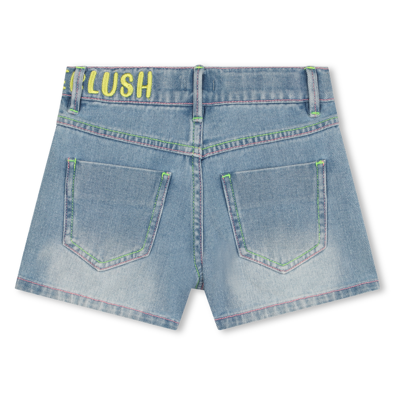 Billie Blush Girl's Embroidered Blue Bleached Shorts