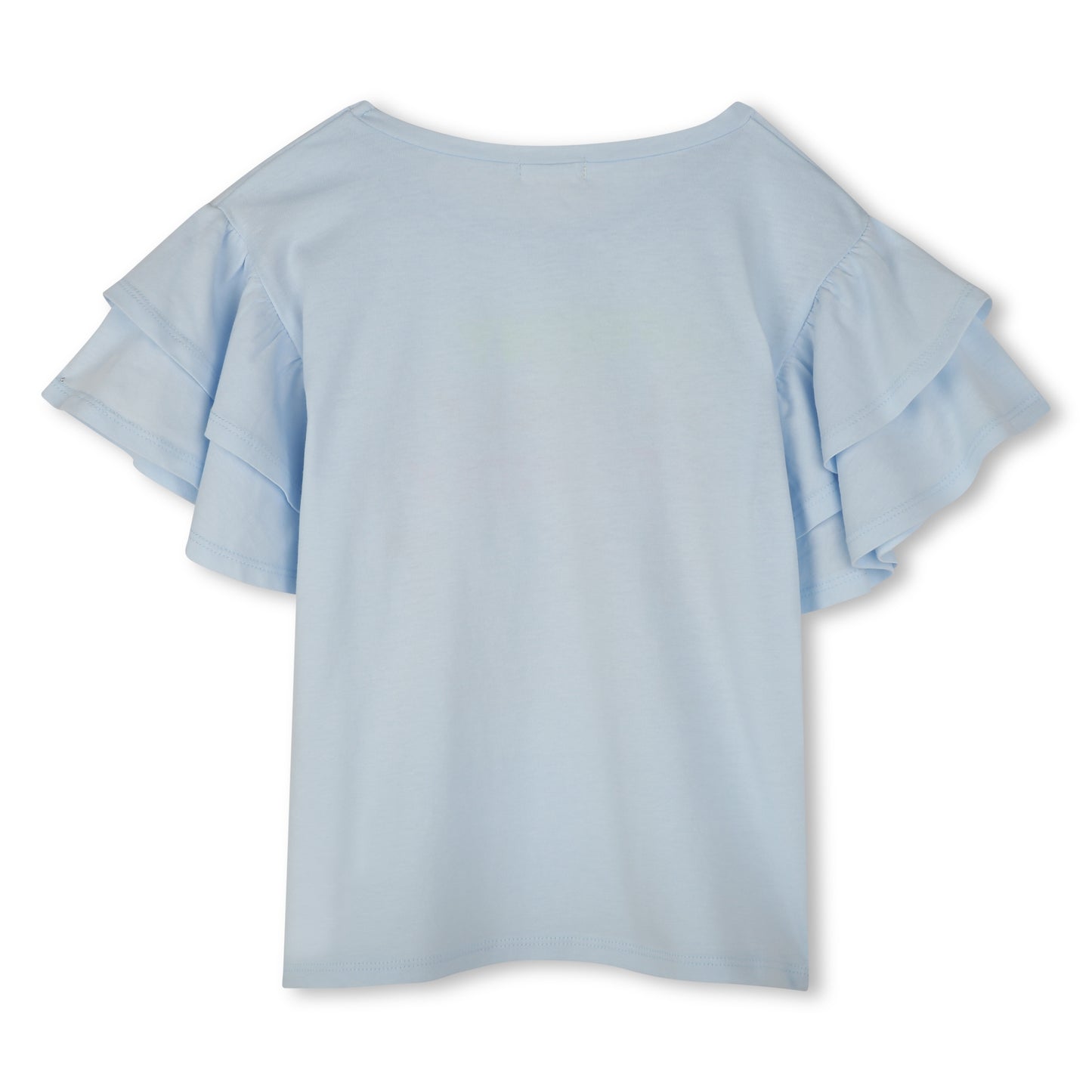 Billie Blush Girl's Ice Blue Ruffled Graphic T-Shirt