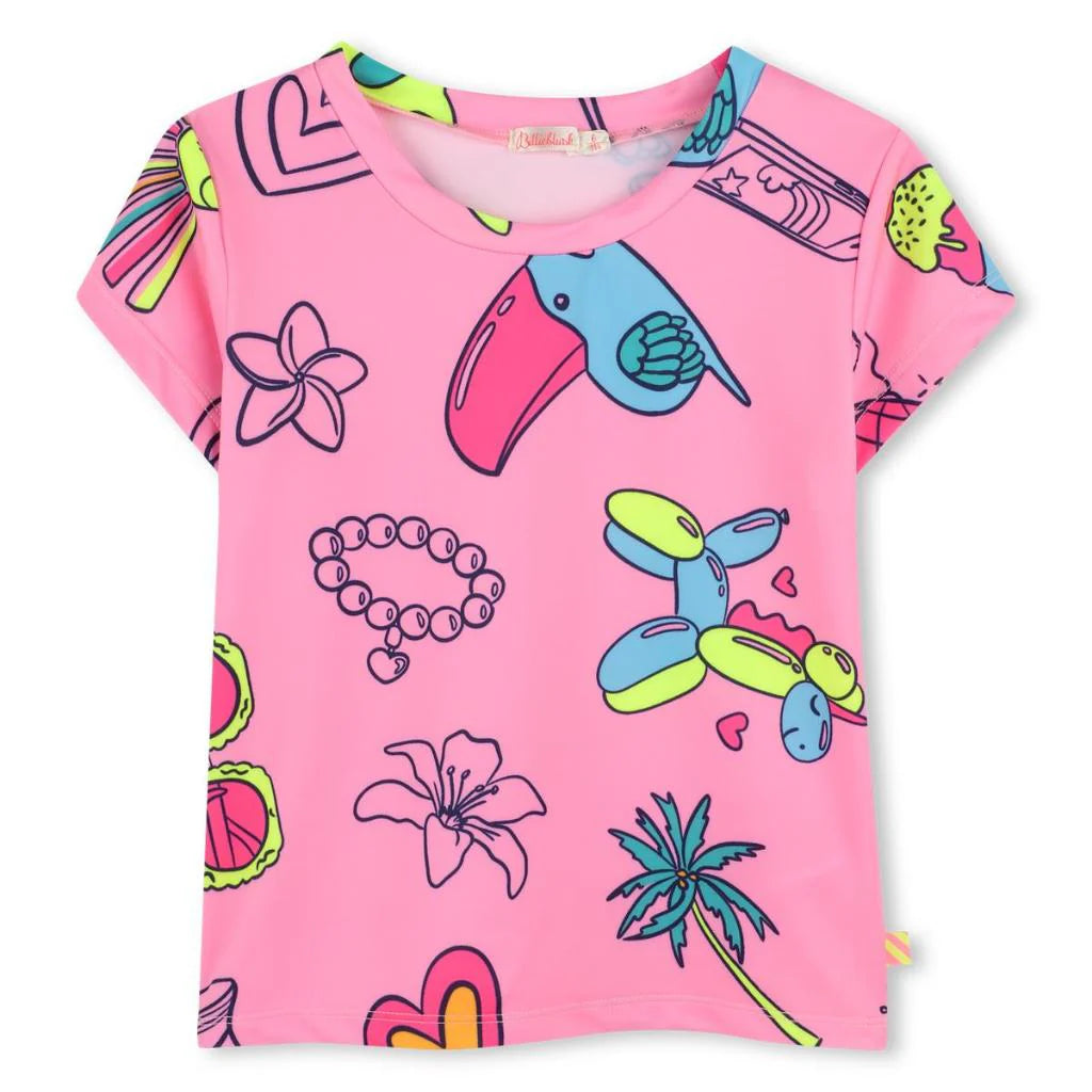 Billie Blush Girl's Pink Tropical Print T-Shirt