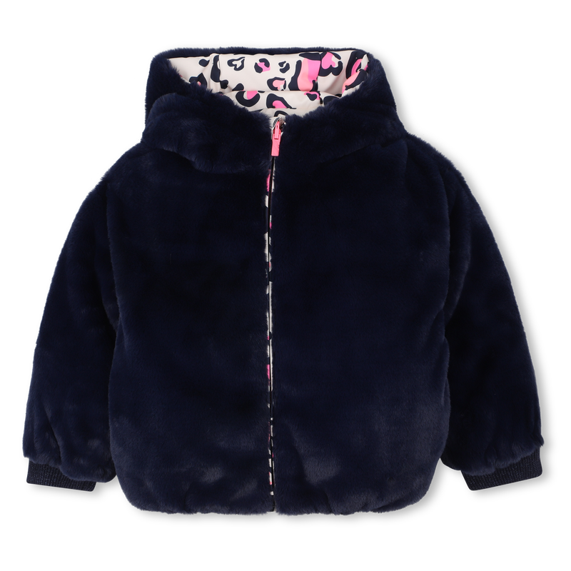 Billie Blush Girl's Pink Leopard Print Reversible Coat
