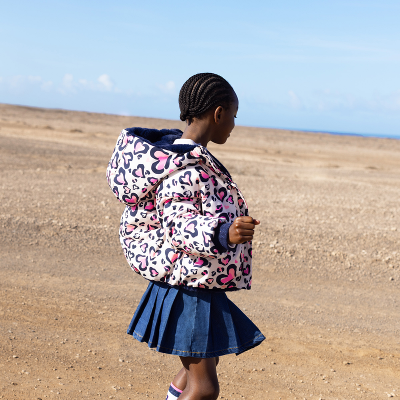 Billie Blush Girl's Pink Leopard Print Reversible Coat