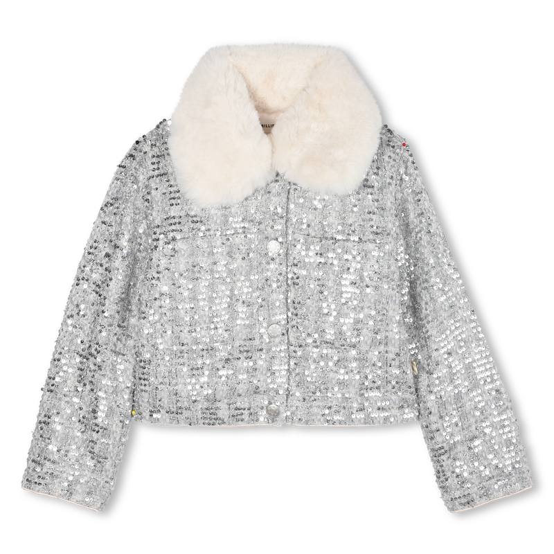 Billie Blush Girl's Silver Tweed Jacket