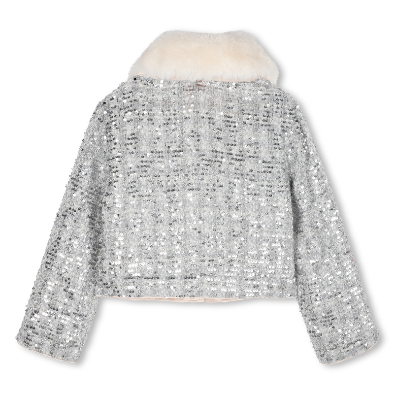 Billie Blush Girl's Silver Tweed Jacket