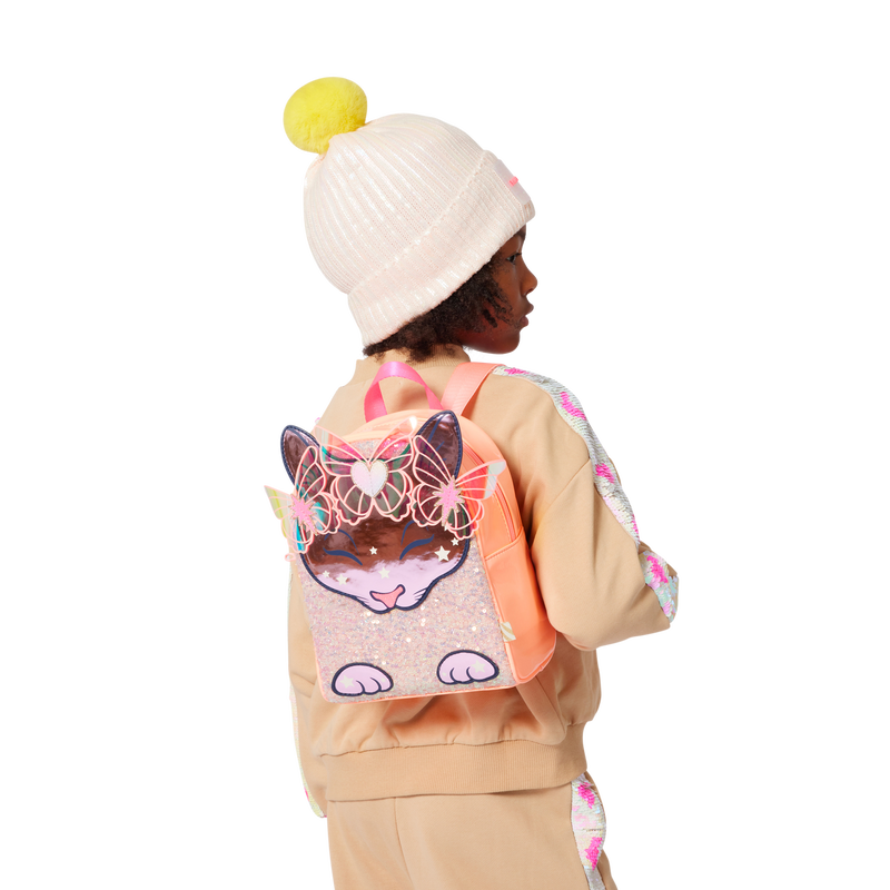 Billie Blush Girl's Peach Cat Rucksack