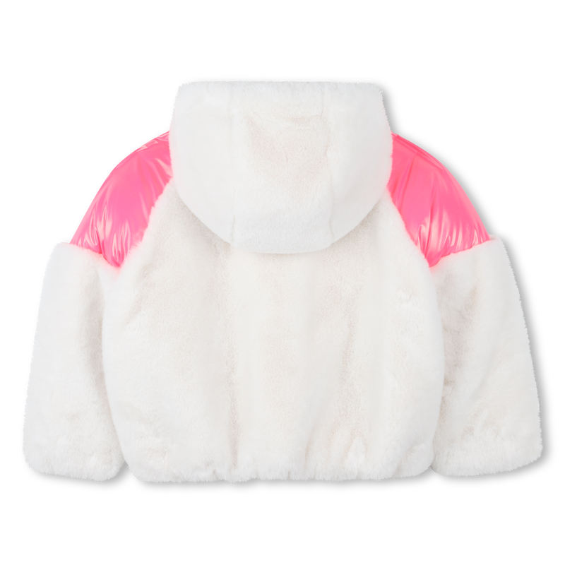 Billie Blush Girl's Ivory Fluffy Hooded Coat