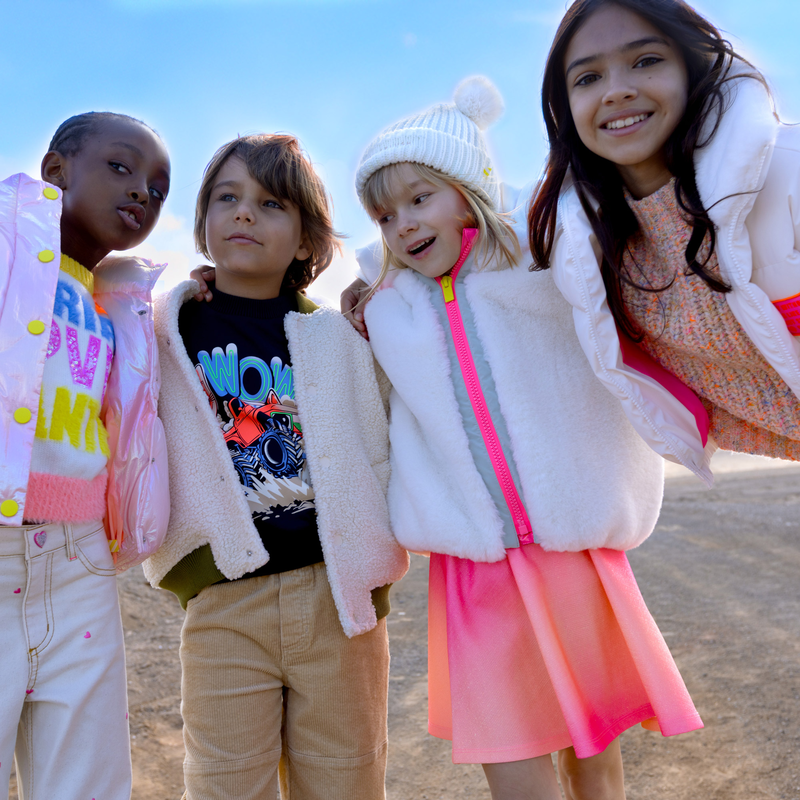 Billie Blush Girl's Ivory Fluffy Hooded Coat
